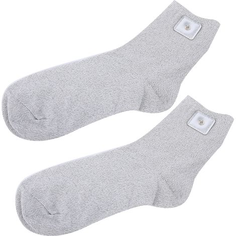 Chaussettes de massage conductrices en fibre d'argent, électrodes intégrées, double face en cuir PU, thérapie de relaxation musculaire, paire unisexe. (1/5)