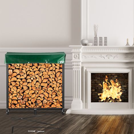 Vevor – Range bûches acier 183,5x36,2x122 cm – Capacité 590 kg – Housse PVC imperméable – Pour rangement intérieur et extérieur