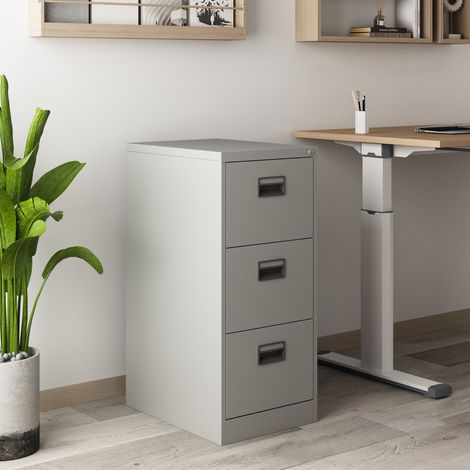 Cassettiera Rääkkylä in Acciaio con 3 Cassetti 103 x 45 x 62 cm - Grigio [en.casa] (1/5)