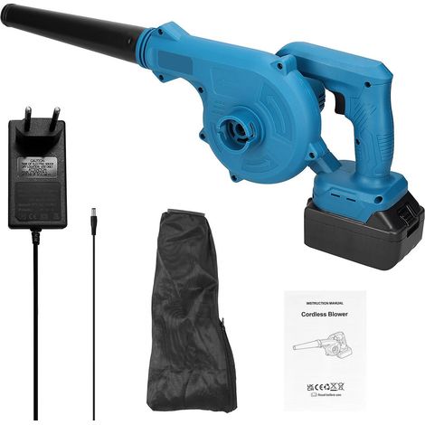 Aspirateur à feuilles et à poussière 2 en 1 rechargeable avec fonction souffleur et aspirateur, puissant souffleur d'air électrique sans fil