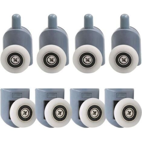 23mm Galets de porte de douche, 8pcs Porte de Douche Roulettes, Poulie de porte de douche, Roulettes Coulissantes Porte Salle de Bain pour Cabine Douche Salle de Bain-RAPANDA
