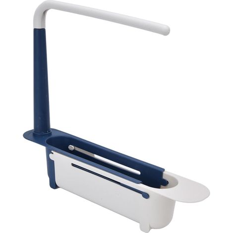 Estante telescópico para fregadero, cesta de drenaje ajustable, gran capacidad, extensible, para cocina (azul), 1 unidad