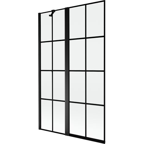 Mexen Mist mampara de ducha de 2 hojas izquierda 110 x 150 cm, cuadrícula negra, negro - 8A9-110-011-70-77-L (1/5)