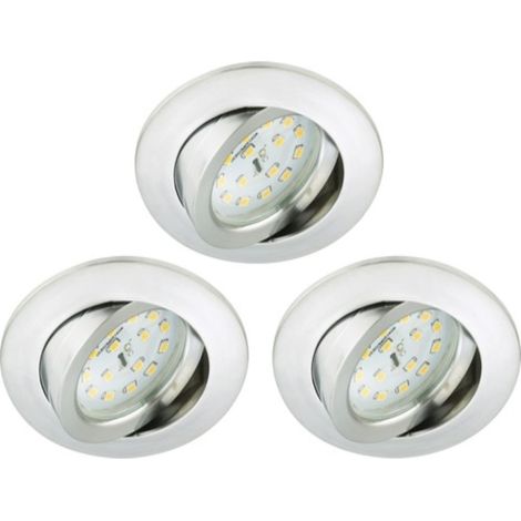 BRILONER - 4 FARETTI LED DA INCASSO ORIENTABILI 3X5W 400LM IP23 - IN PLASTICA ROTONDI - COLORE ALLUMINIO