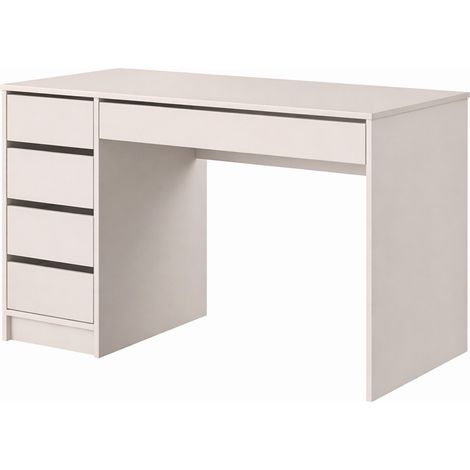 Scrivania moderna con 5 cassetti scrittoio reversibile multifuzione beige