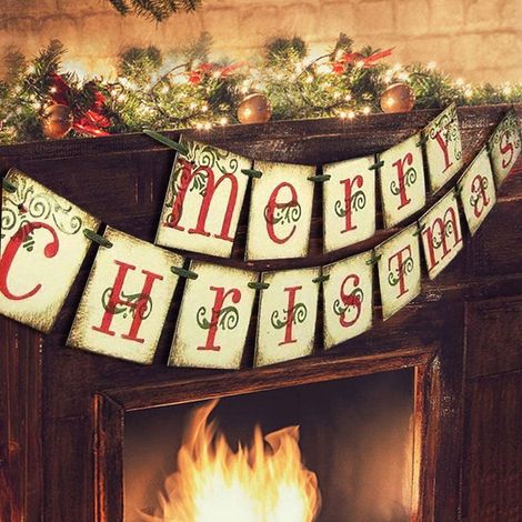 Banner De Noël - En Carton Vieilli - Pour Décoration Intérieure Maison Bureau Fête - 5,8 X 5,8 Pouces - 1 Pièce (1/5)