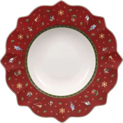 Villeroy & Boch – Assiette creuse rouge 26 cm – Porcelaine – Motifs rétro – Compatible micro-ondes – 1485852700