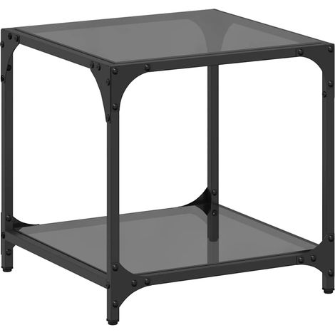 Maison Exclusive - Tavolino con Piano in Vetro Nero 40x40x40 cm Acciaio (1/4)