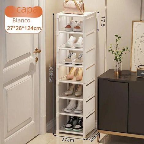 Rangement Chaussures - Etagere Murale Angle - Empilable Sans Outils - Acier Tube Tissu Non Tissé - Blanc Ou Noir - 1 Unite (1/3)