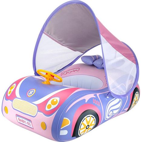 Siège de natation gonflable en forme d'animal (79 x 61 cm) pour enfants de 1 à 4 ans (rose voiture de sport), été (1/5)