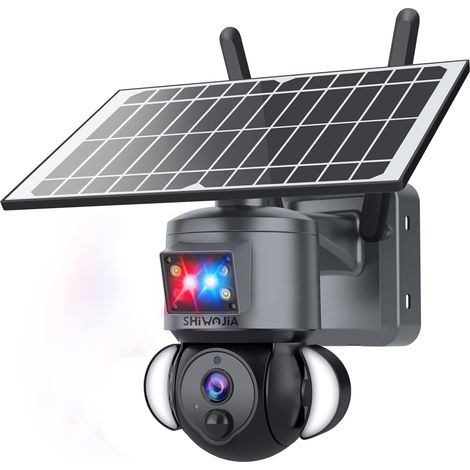 2K 4MP WiFi solar outdoor camera, 360° PTZ camera with 12000mAh battery, PIR sensor, two-way audio, red and blue light alarm, SD memory card (1/5)