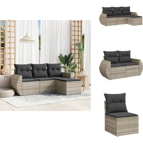 Salon de jardin 4 pcs avec coussins gris clair résine tressée - Ensemble De Canapés De Jardin - Ensembles De Canapés De Jardin - Ensemble De Canapés D'extérieur - Ensemble De Canapés De Patio (1/5)