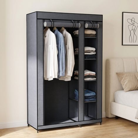 Armoire mobile en tissu avec tringle et 5 étagères, grise, rangement pratique pour chambre, dressing et buanderie, 5 étagères, coloris gris (1/5)