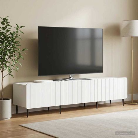 vidaXL Meuble TV Blanc 147 x 34,5 x 32 cm Bois d'ingénierie (1/5)