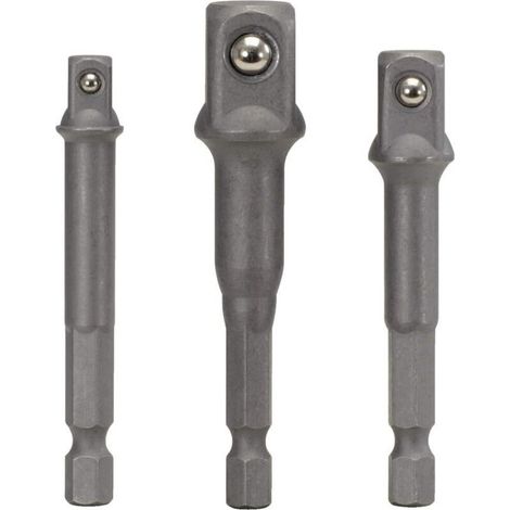 Jeu de 3 adaptateurs porte-douilles - 6 pans - 1/4" - 3/8" - 1/2", douille et embout pour clé (1/5)
