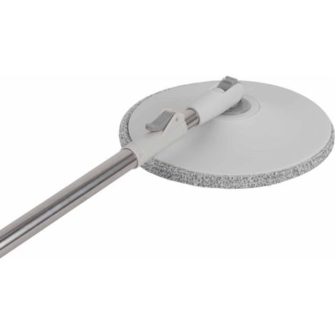 Ensemble balai essoreur avec séparation eau propre et eau sale, mains libres, double usage domestique, balai rotatif, nettoyage facile, raclette, disque rond blanc/blanc grisâtre - Ensemble balai esso (1/5)