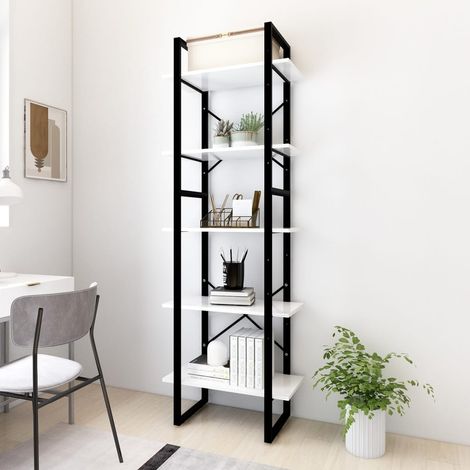 5-Tier Book Cabinet White 60x30x175 cm Engineered Wood vidaXL