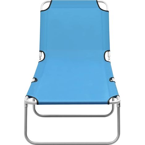 Lettino Prendisole Sdraio Pieghevole in Acciaio e Tessuto Blu Turchese (1/5)