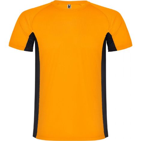 Camiseta técnica combinada de poliéster con manga raglán SHANGHAI ROLY XL Naranja Fluor/Negro