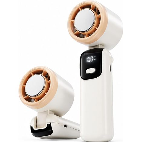 Ventilateur de poche turbo rechargeable – Ventilateur personnel pliable avec écran numérique LED – Plusieurs niveaux de vitesse – Utilisation main libre et portable (1/5)
