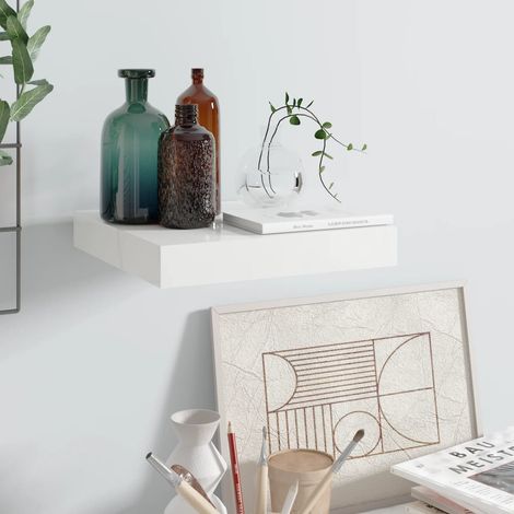 Floating Wall Shelf High Gloss White 23x23.5x3.8 cm MDF vidaXL
