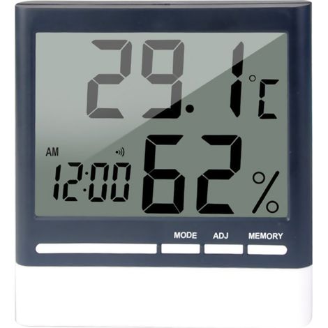 Termómetro higrómetro digital, mini termómetro de interior, medidor de humedad preciso con alarma y función de memoria para el hogar, invernadero, oficina y escuela. (1/5)