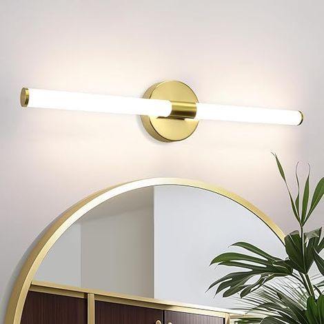 Éclairage miroir LED de salle - 40CM de bain Applique murale dorée 10W étanche IP44 applique murale moderne blanc neutre 4000 K pour meuble de salle de bain cuisine couloir (1/3)
