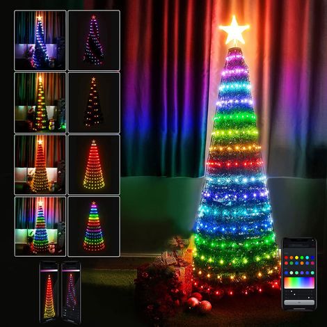 Albero di Natale 120 cm Cono Pieghevole 160 Led Smart Luminosi con App Control (1/5)