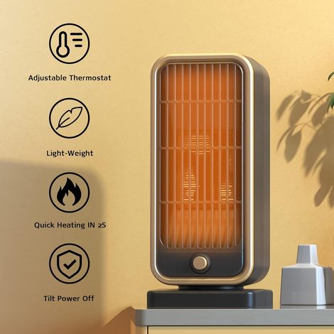 1 Radiateur soufflant, 500 W, céramique PTC, silencieux, protection surchauffe, bureau chambre (1/5)