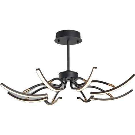Lámpara de araña regulable, con control remoto, 8 brazos, color negro, control remoto regulable con aplicación. (1/2)