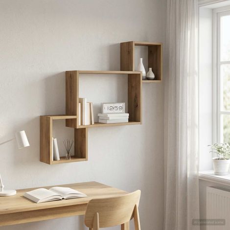 vidaXL Wall Shelf Wall-Mounted Artisan Oak 91.5 x 15 x 76 cm (1/5)