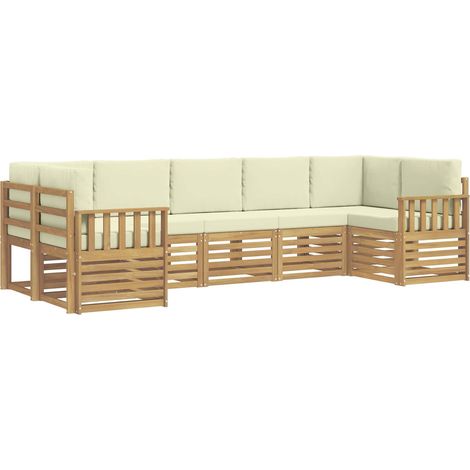 Set di divani da esterno 6 pz 7-Posti Bianco e Crema Poliestere vidaXL (1/5)