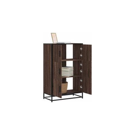 Buffet haut chêne marron 68x35x106,5 bois ingénierie métal (1/5)