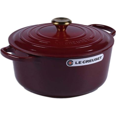 Le Creuset Runder Bräter 28 cm Rot Goldener Knopf