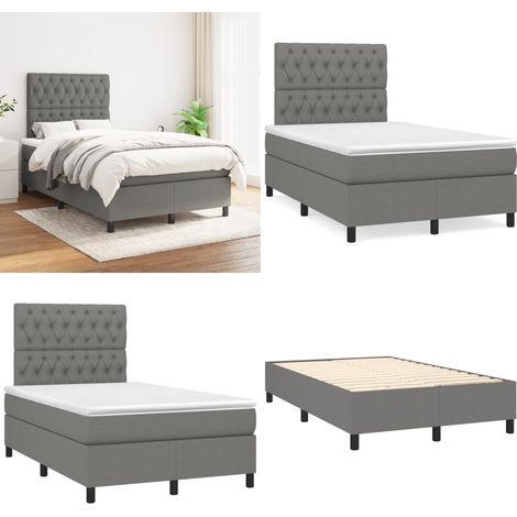 Boxspringbett mit Matratze Dunkelgrau 120x200 cm Stoff - Boxspringbett - Doppelbett - Bettenrahmen - Matratze - Nachttisch - Home & Living (1/5)