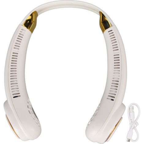 Lüfterradloser Nackenventilator, leise, USB-aufladbar, 3 Geschwindigkeitsstufen, tragbar und verstellbar – Weiß (1/5)