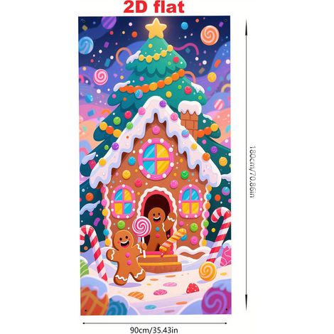 Nouvelle banderole décorative de porte de Noël, avec le Père Noël vous souhaitant un joyeux Noël - 60 x 130 cm (élastique) - A-25