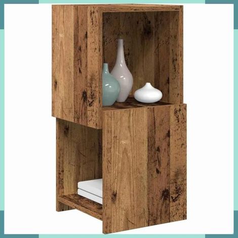 Meuble d'angle - 889843 - Bois ancien - 30,5x30x65 cm - 2 étagères (1/5)