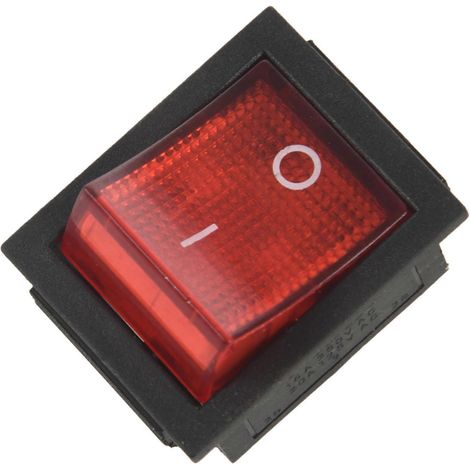 4-poliger DPST-Ein/Aus-Wippschalter mit roter Kontrollleuchte, 15 A/250 V oder 20 A/125 V AC, Abmessungen 28 x 22 mm (1/2)