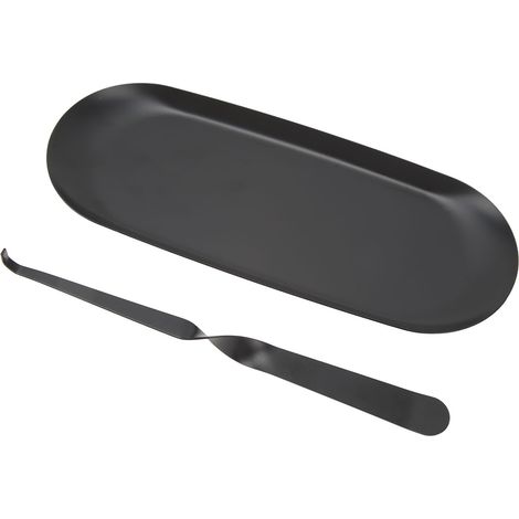 Plateau Porte-Bougie Ovale avec Éteignoir, Noir Mat Décoratif, Support pour Réservoir de Toilettes Salle de Bain (1/5)