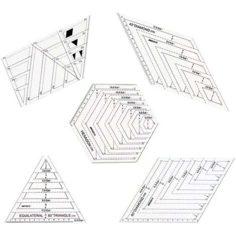 5 Pièces Transparentes Couture Règle, Règle Coudre Bricolage, Règles de Matelassage, Échelle Précise et Caractères Clairs, pour Outils de Couture, Rapiéçage, Bordure, Reliure