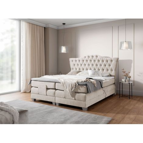 Boxspringbett Elektrisch Bett FAUSTO 120x200cm in Stoff Wind Beige (1/5)