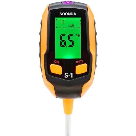 Testeur de sol 4 en 1 numérique – Mesure pH, humidité, lumière et température – Outil pour soins des plantes – Utilisation intérieure et extérieure (1/4)