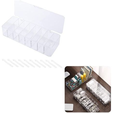 Boîte de rangement pour câbles, conteneur de rangement transparent pour câbles de données, boîte porte-chargeurs pour bureau à domicile (1/5)