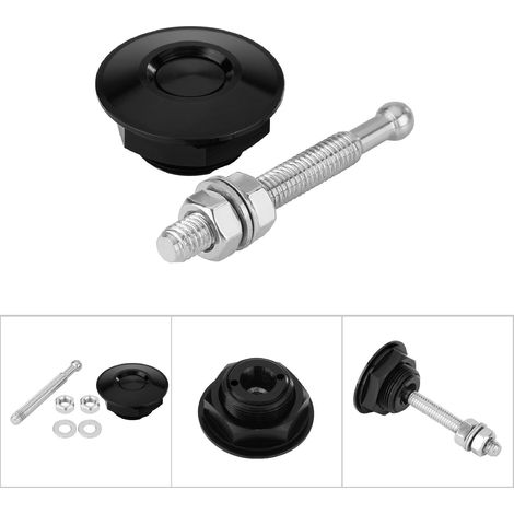 Kit de verrouillage rapide universel pour capot moteur avec bouton-poussoir noir (1/5)