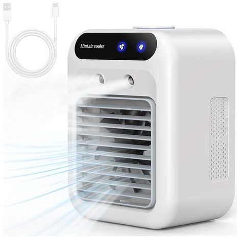 Tragbare Klimaanlage, leise, mobile Klimaanlage, 500 ml, Luftkühler, Lufterfrischer, 2 Geschwindigkeiten, 2 Vernebelungsmodi, Mini-Klimaanlage, geeignet für Schlafzimmer, Büro