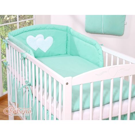 Juego de ropa de cama de 3 piezas 135x100 - Corazones colgantes de menta (1/2)