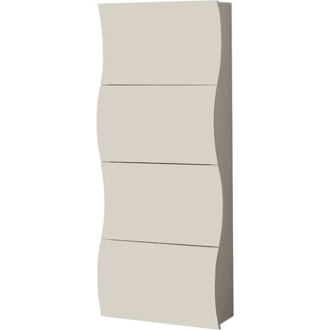 Scarpiera da Ingresso in Legno 4 Ante a Ribalta Beige Cachemire (1/5)