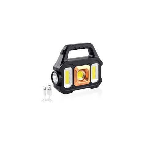 Projecteur solaire LED rechargeable 2500 mAh - 6 modes, lampe étanche avec 33 LED, camping et urgence