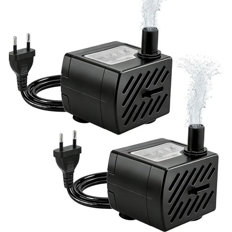 2 Pièces Mini Pompe Submersible 3W 180L/H, Pompe à Eau Submersible, Pompe Aquarium Silencieuse avec Débit Réglable et Câble d’Alimentation, Pompe Fontaine pour Aquarium Hydroponie Fontaine Chat Étang (1/5)
